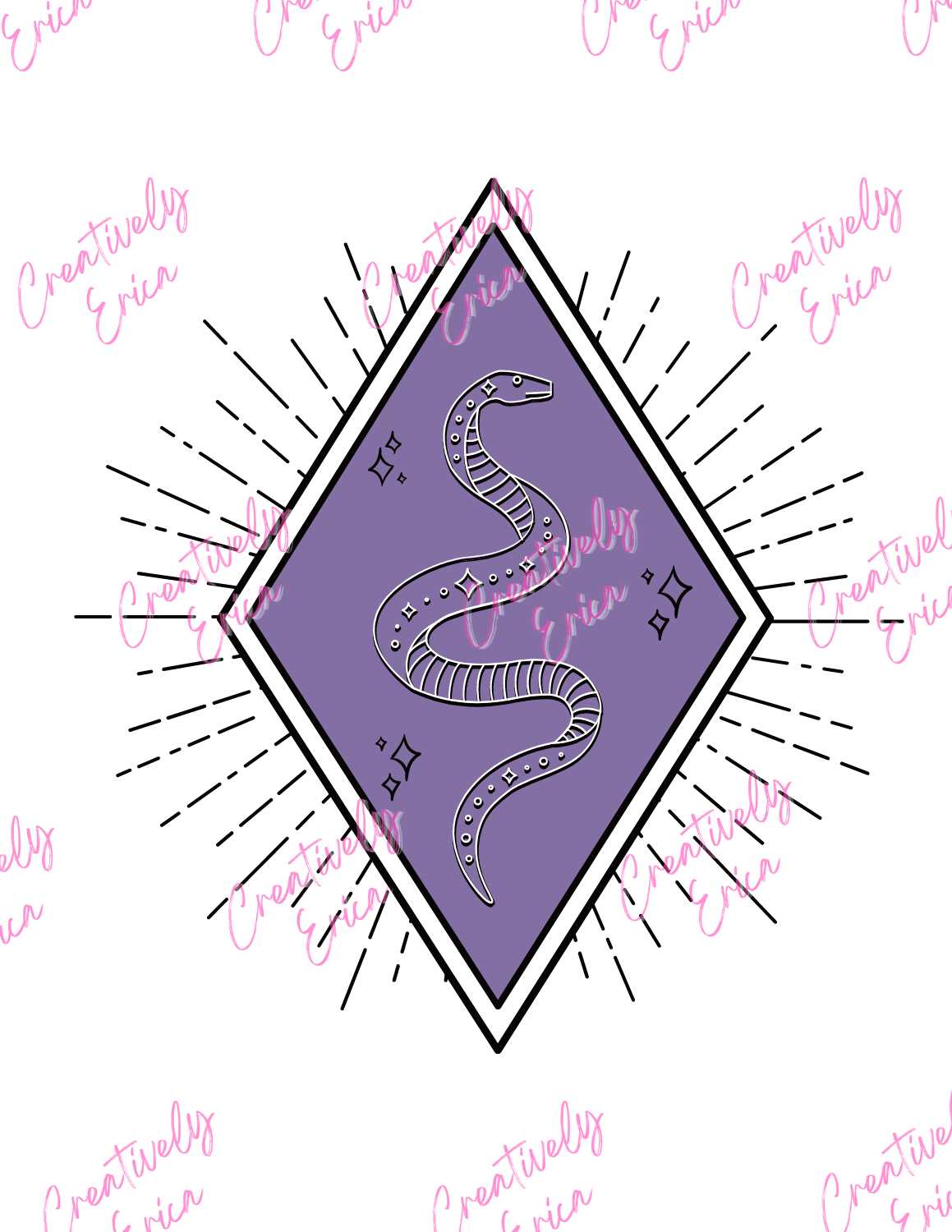 Snake in Purple Diamond Digital Design