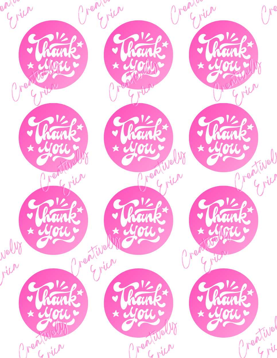 Pink Thank You Sticker Sheet Digital Design