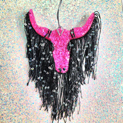 Pink Bull Skull Fringe Freshie