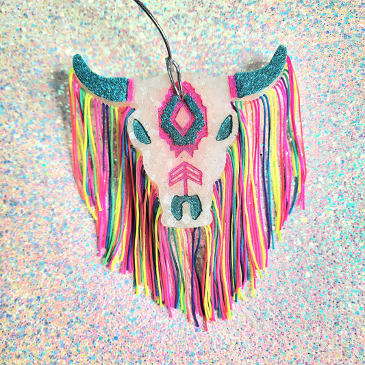 Bull Skull w/ Neon Fringe Freshie