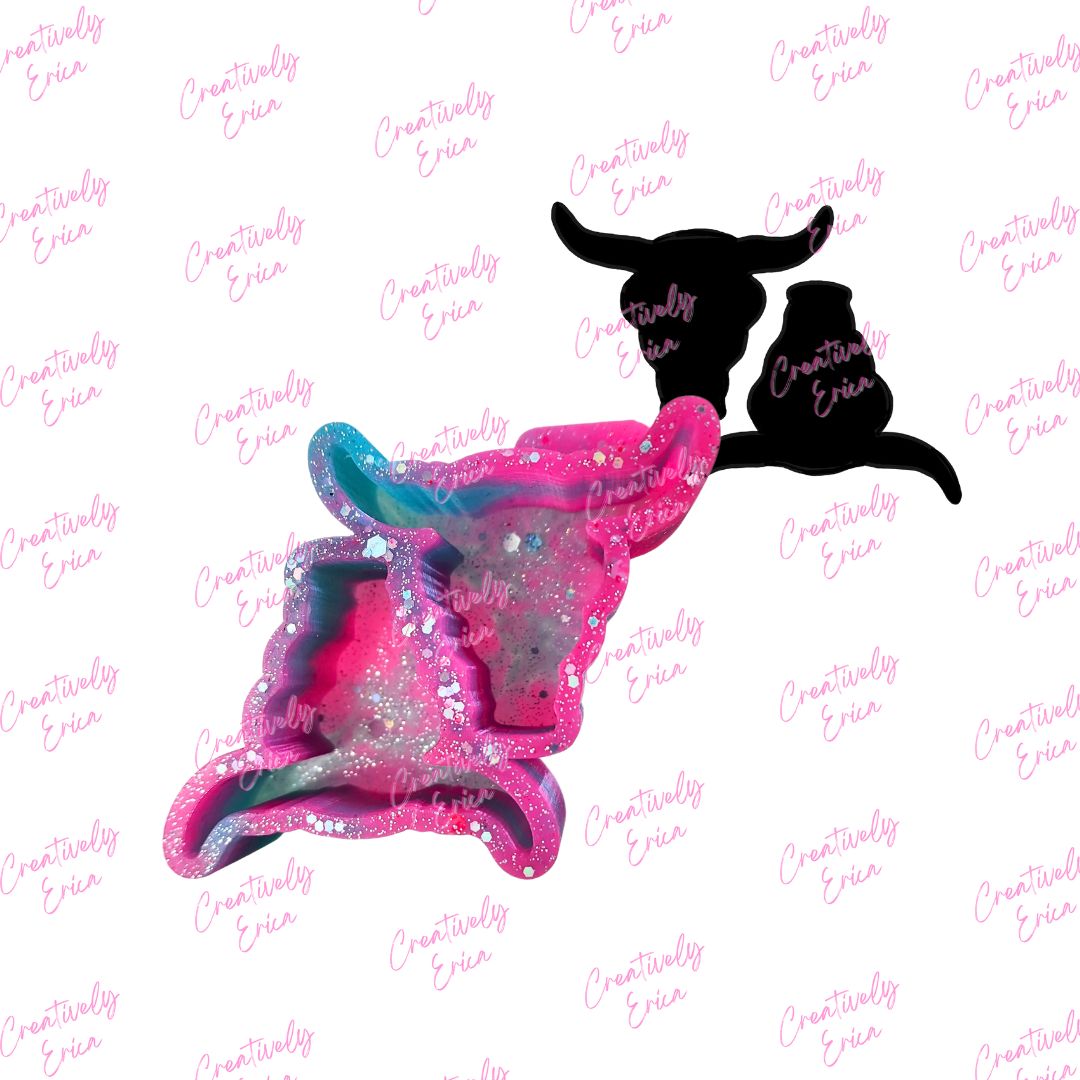 Bull Skull Vent Clip Silicone Freshie Mold