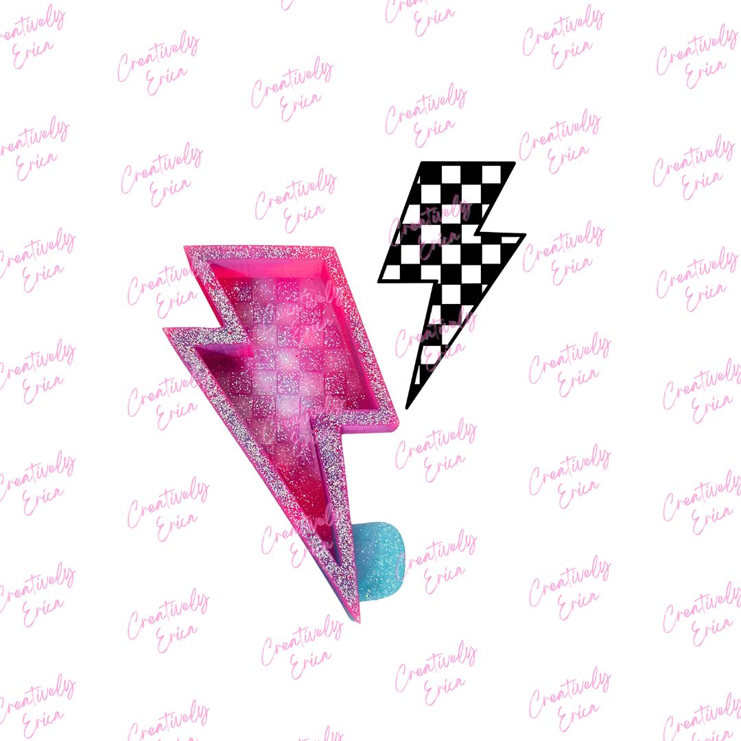 Checkered Lightning Silicone Freshie Mold