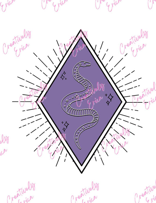 Snake in Purple Diamond Digital Design