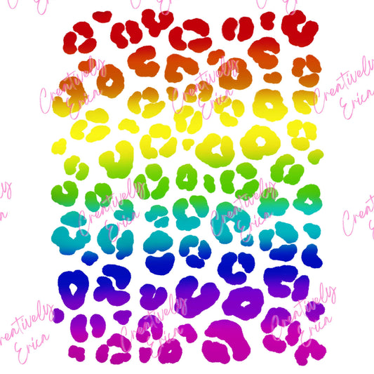 Rainbow Leopard Pattern Digital Design